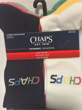 Chaps Men’s 6-Pack Crew Socks – multi-colored